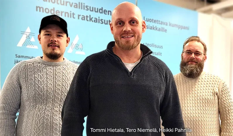 Oulun tiimissä Tommi Hietala, Tero Niemelä ja Heikki Pahnila