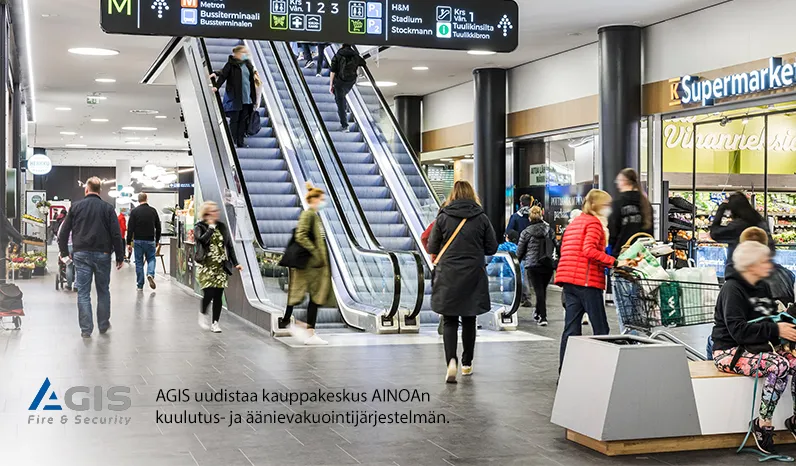 AGIS toteuttaa kuulutus- ja äänievakuointijärjestelmän kauppakeskus AINOAan